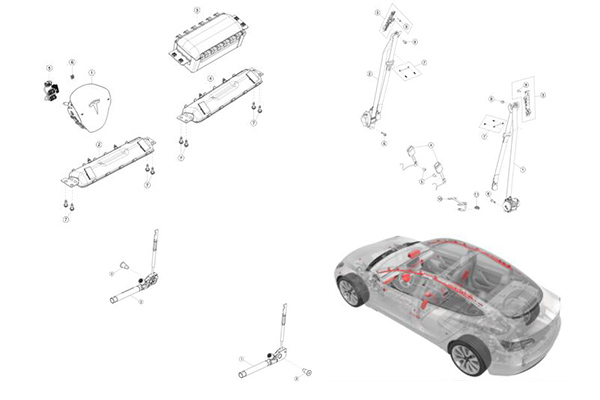 Tesla Model 3 Seat Belts Air Bags Safety System 