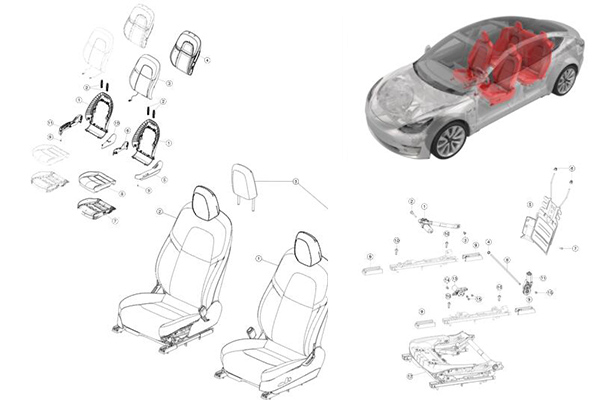 Tesla Model 3 Seat Assemblies And Hardware