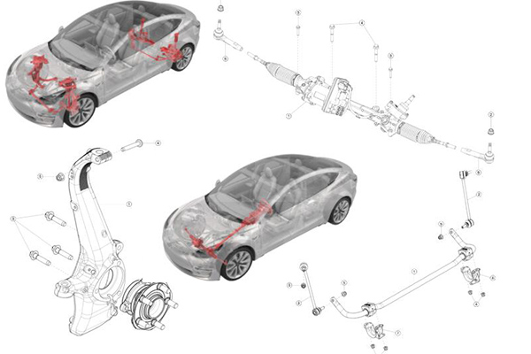 Tesla Model 3 Suspension System Steering Gear And Lower Column