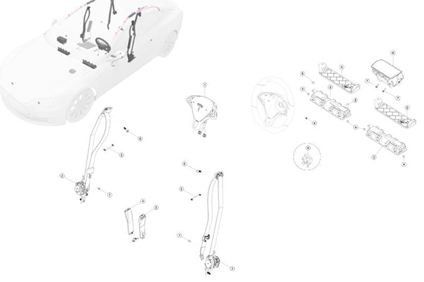 Tesla Model S Seat Belts & Air Bags Safety System 