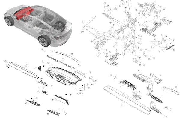 Tesla Model 3 Dash Panel Instrument Panel Replacement 