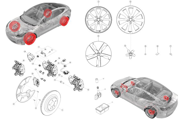 Tesla Model 3 Brake System Tire Pressure Monitoring System
